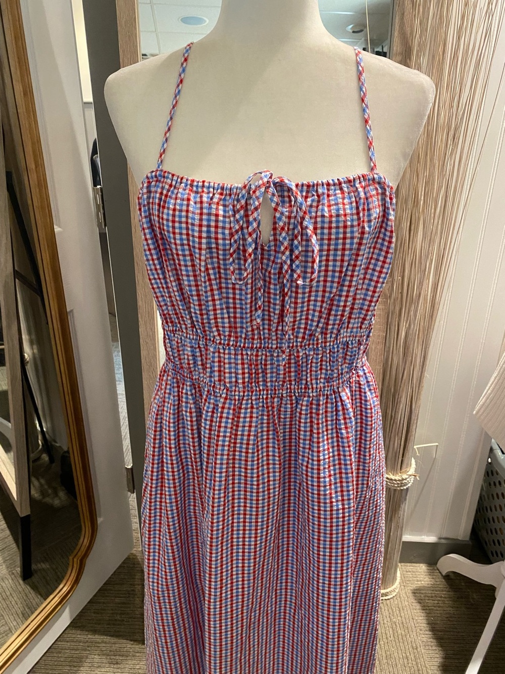 Red & Blue Gingham Smocked Sundress